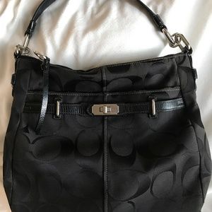 Coach Signature fabric satchel with leather trim